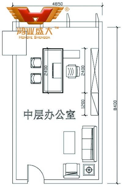 鴻業(yè)設(shè)計(jì)師將根據(jù)客戶(hù)提供尺寸，設(shè)計(jì)經(jīng)理辦公室家具CAD平面圖
