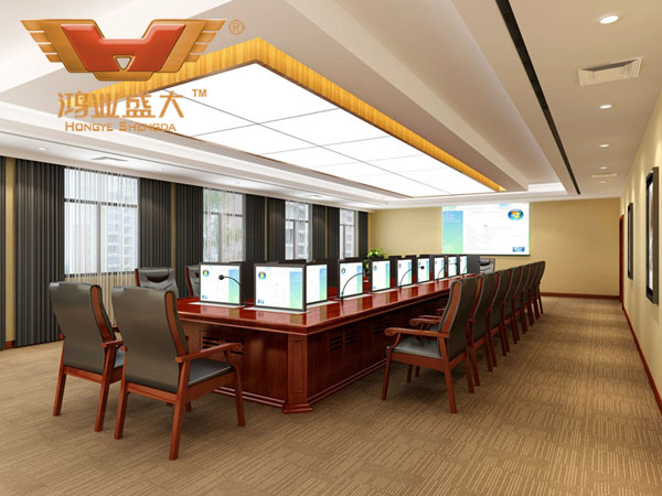鴻業(yè)設(shè)計師根據(jù)要點3，為客戶設(shè)計的3D會議室家具擺放效果圖解決方案
